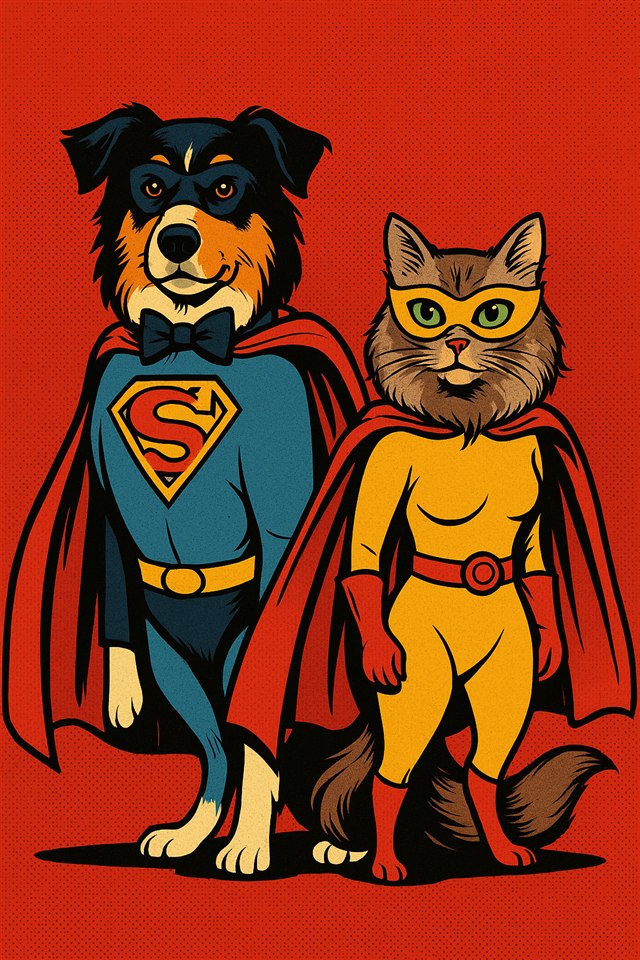 Super Pets: Hund und Katze als Superhelden im Pulp-Stil